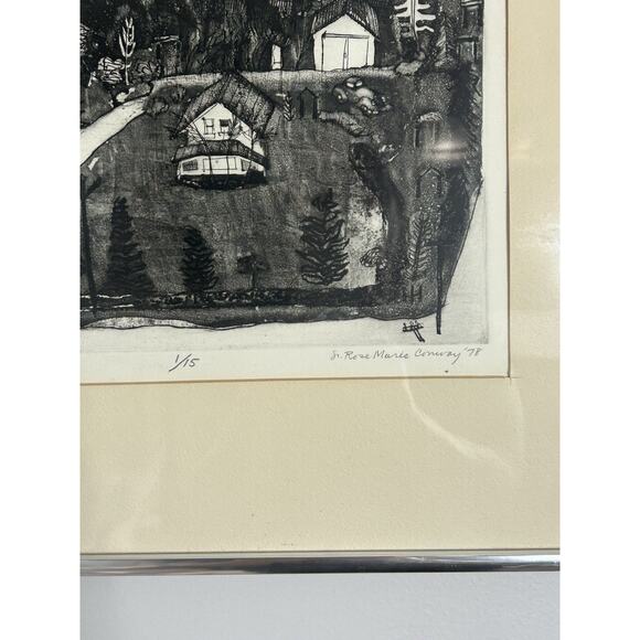 Sister Rose Marie Conway 1978 Art Signed Print Conway's Corner 1/15 etching - Picture 3 of 3